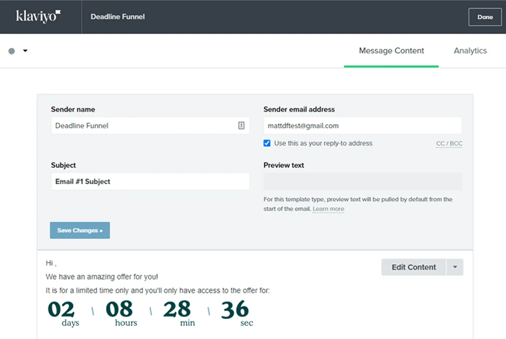 Use Deadline Funnel email links